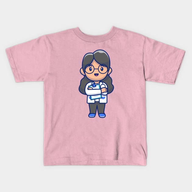 Cute girl doctor cartoon Kids T-Shirt by Catalyst Labs